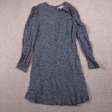 LOFT Dress Womens 12 Blue Animal Print Long Sleeve Shift Knee Length Workwear