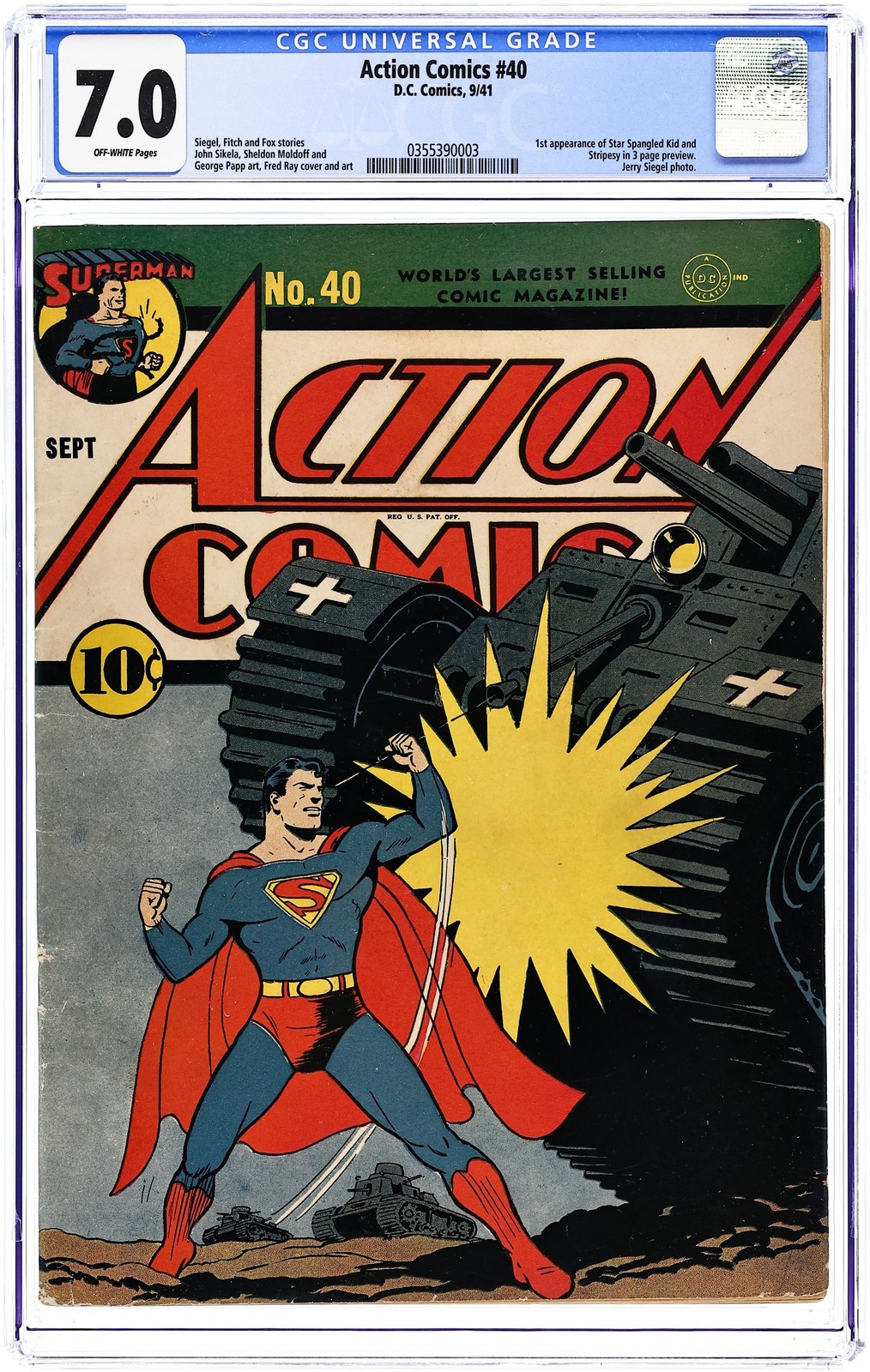 Action Comics #40 CGC 7.0 1941 0355390003