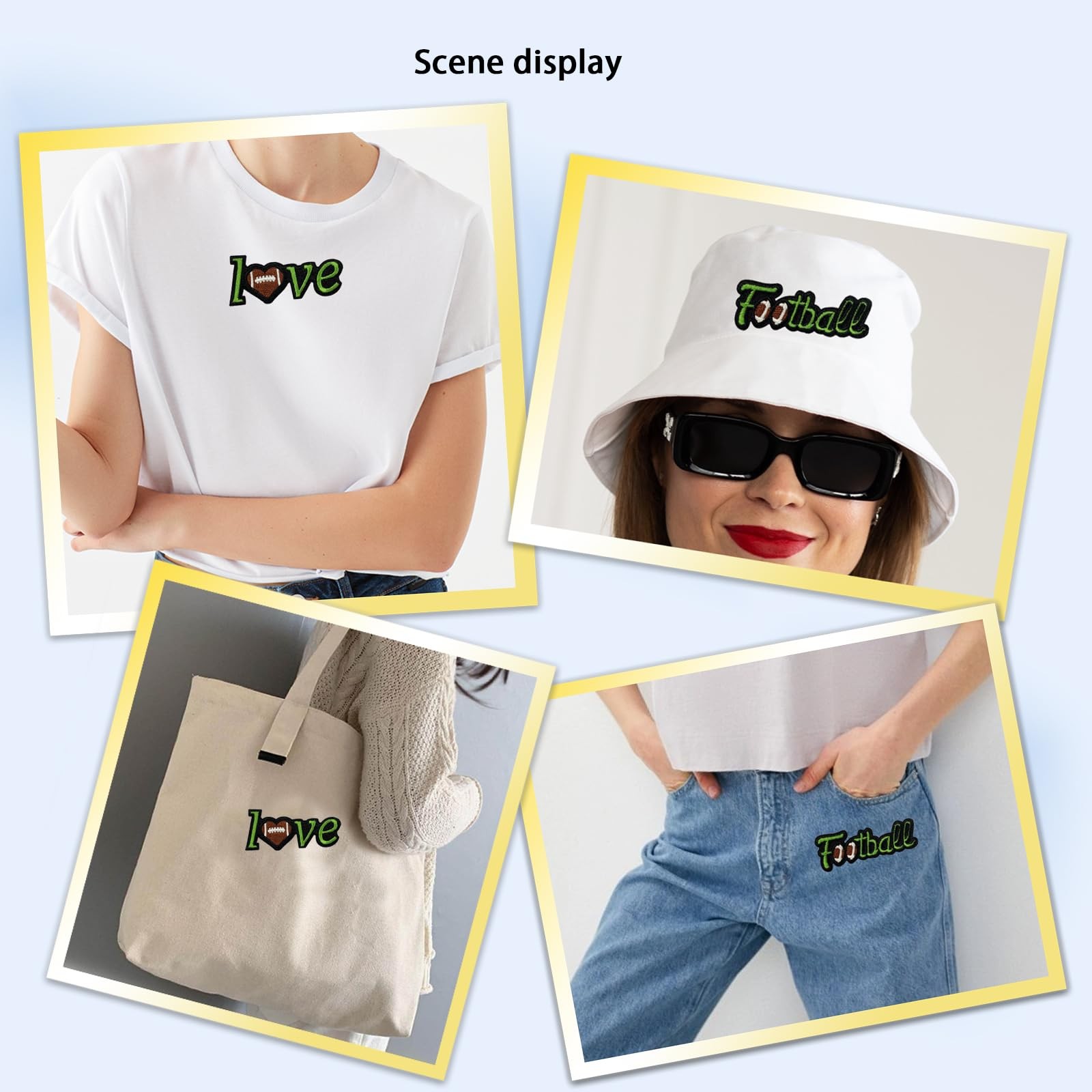 12 Pcs Football Iron On Patches, Sports Letter Patches for Clothes, Jeans, Ja...