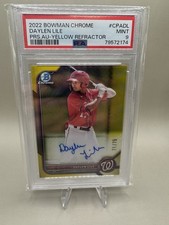 2022 Bowman Chrome Prospect Daylin Lile Yellow Refractor Auto /75 PSA 9