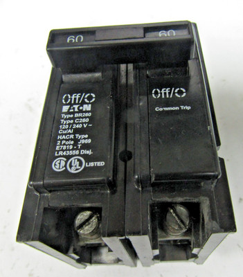  NEW EATON 60 AMP CIRCUIT BREAKER 2 POLE 120/240 VAC PLUG IN BR260