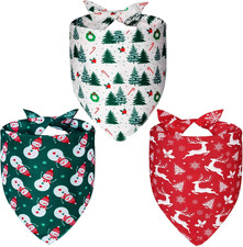 Christmas Dog Bandanas Small 3PCS, 6 Pattern Holiday Scarf for Boy and Girl, Tri