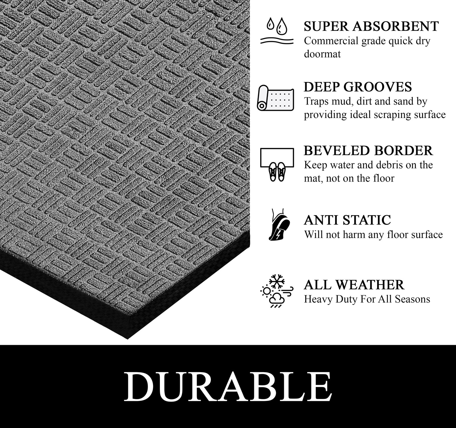 Non-Slip 16x24 Inch Welcome Mats for Front and Back Door Entries