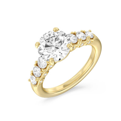 Diamantring Lab Grown IGI-zertifiziert 2,9 Karat Rund 18 Karat Gelbgold...