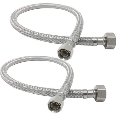 2-Pack] 12-Inch 1Ft x 3/8'' Comp x 1/2'' FIP Faucet Hose Connector, Stainless S...