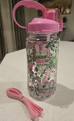Lilly Pulitzer Water Bottle W/ Strap Mandevilla Baby 50oz Pink Green Travel New!