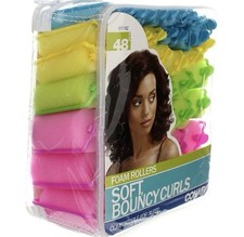 Conair Foam Rollers Soft Bouncy Curls Foam Hair Rollers, For Sleep, Neon, 48 Ct