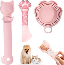 1 Lid&2 Spoon for Wet Food(Pink), Cat Treat Spoon.Multi-Function Cat Treat 