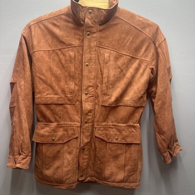 The Territory Ahead Leather Field Jacket Mens Large Cognac Brown Flannel Lined