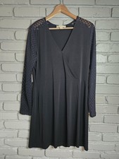 Michael Kors Women's Black Long Sleeved Faux Wrap Dress Size L