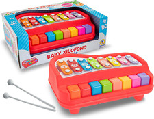 , Xilofono Giocattolo per Bambini, Xilofono Bambini 1 Anno 2 in 1 Con Tasti Pian