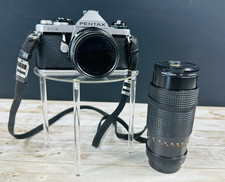 Pentax Asahi ME 35mm SLR Film Camera with 50mm 200mm Lens Needs Serviced