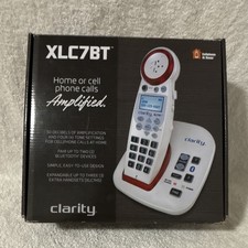 Clarity XLC7BT Amplified DECT 6.0 Cordless Phone Bluetooth Talking CID White/Red