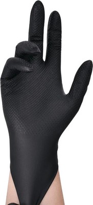8 Mil Diamond Textured Nitrile Gloves Black Orange Heavy Duty Latex Free S-2XL