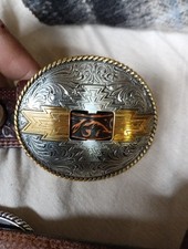 Justin Leather Western 5 Concho Brown Top Grain Leather Belt Stainless Sz 42