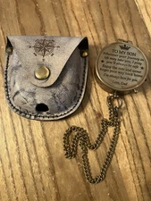 Brass Pocket Compass Engraved To Son Love Dad