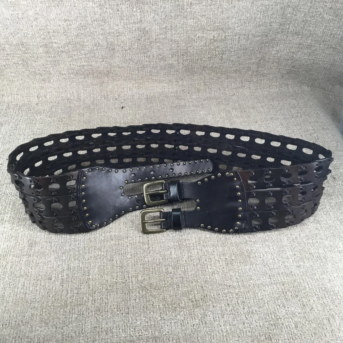 Nicole Black Braided Leather Waist Belt with Loop Accent Brighton Size XL Belts for Women for sale | eBay main image 3