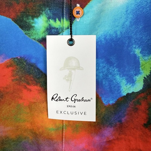 Camisa Robert Graham Abotonada Para Hombres 2XL Arte Vibrante Multicolor Puño Abatible Exclusiva - Imagen 5 de 14