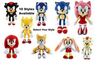 12'' Sonic Plush Toy Set Tails Knuckles Amy Rose Shadow Soft Stuffed Doll Gift