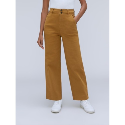 Everlane Organic Wide-Leg Pant Womens 0 Mustard Brown Excellent High Rise Twill