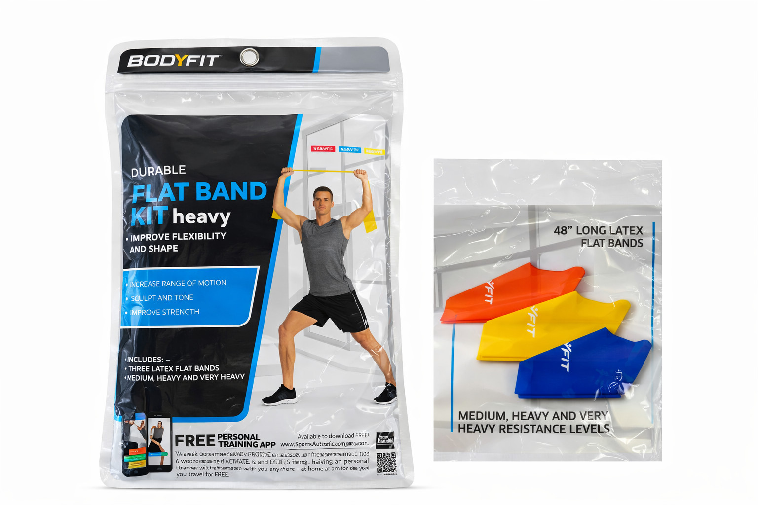 Set 48&rdquo; Latex Flat Bands Rehab Training