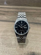 Imagen de Vintage Seiko 5 Automatic Men's Wrist Watch, Black Dial, Stainless steel band