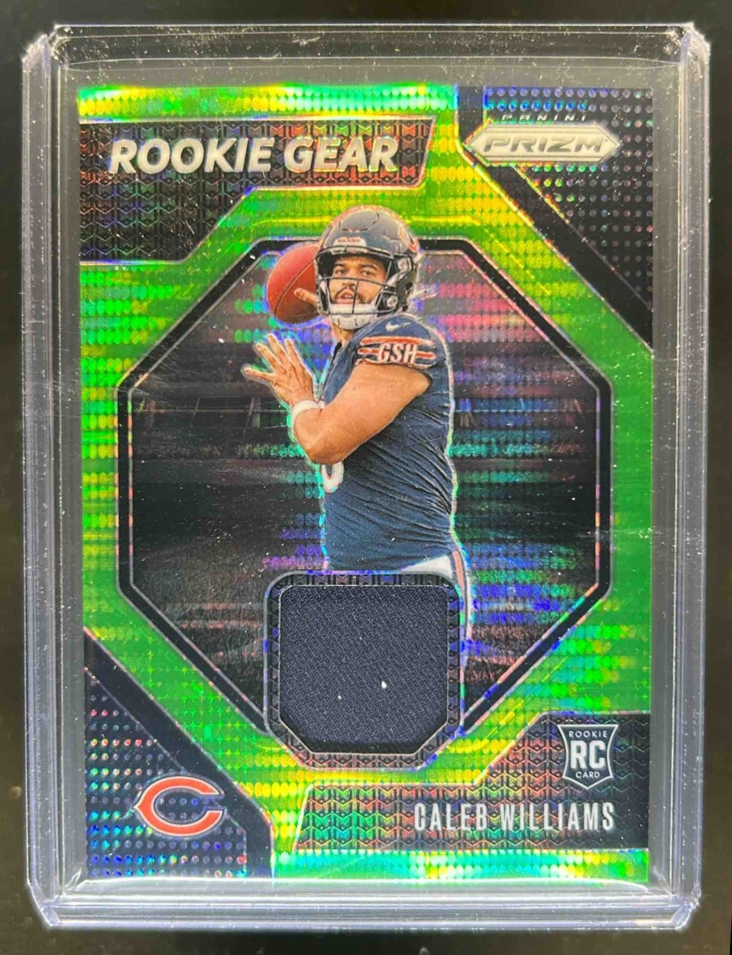 2024 Prizm Caleb Williams Rookie Gear RC Jersey Neon Green Pulsar #RG-CWS Bears