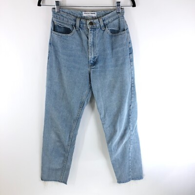 American Apparel Womens Mom Jeans Raw Hem High Waist Light Wash Size 26 