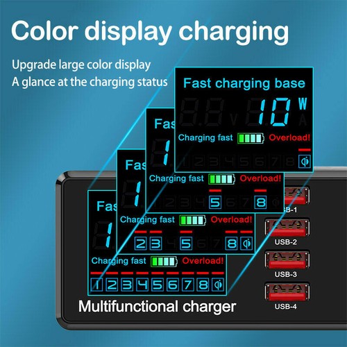 X9 Wireless Charger Station 8 USB Ports 18W PD QC 3.0 Fast Charging Dock ST - Picture 6 of 13