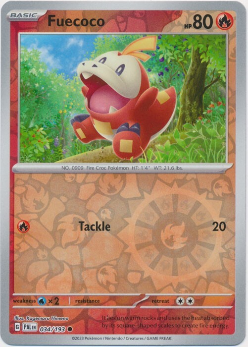 Reverse Holo Fuecoco 034/193 Common Paldea Evolved Pokemon TCG