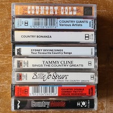 Cassette Tapes: Country - Various Artists, bundle of 8, untested