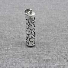Sterling Silver Spiral Locket Pendant Cylinder Vine Prayer Wish Memory Box