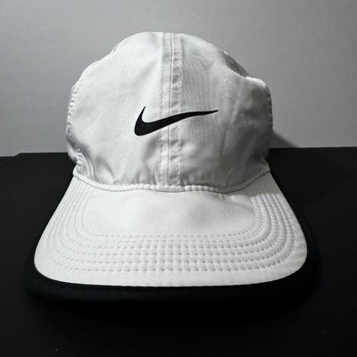 Nike Featherlight Dri-Fit Vented Moisture Wicking Strap-on Cap White Blk Swoosh Nike Unisex Featherlight Dri-FIT Club Adjustable Hat - White main image 2