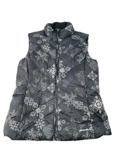 Eddie Bauer Womens Small Down Fill Snow Flake Print Quilted Puffer Vest Jacket