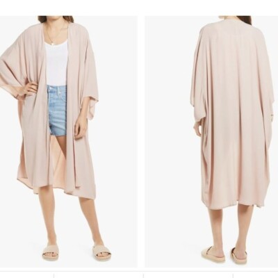 Treasure & Bond Women's Size Medium Woven Duster Cardigan Pink Adobe
