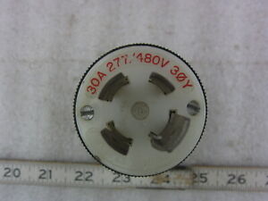 Hubbell HBL 2761 30A 277/480V 3ØY Twist-Lock Plug L19-30P， Used