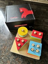 Wood City MONTESSORI DEVELOPMENTAL TOY SORT STACK COLORS PEG PUZZLE 15 PIECES