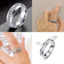 Eternity Wedding Rings Cubic Zirconia  Men Women 5-11mm Jewelry Stainless Steel