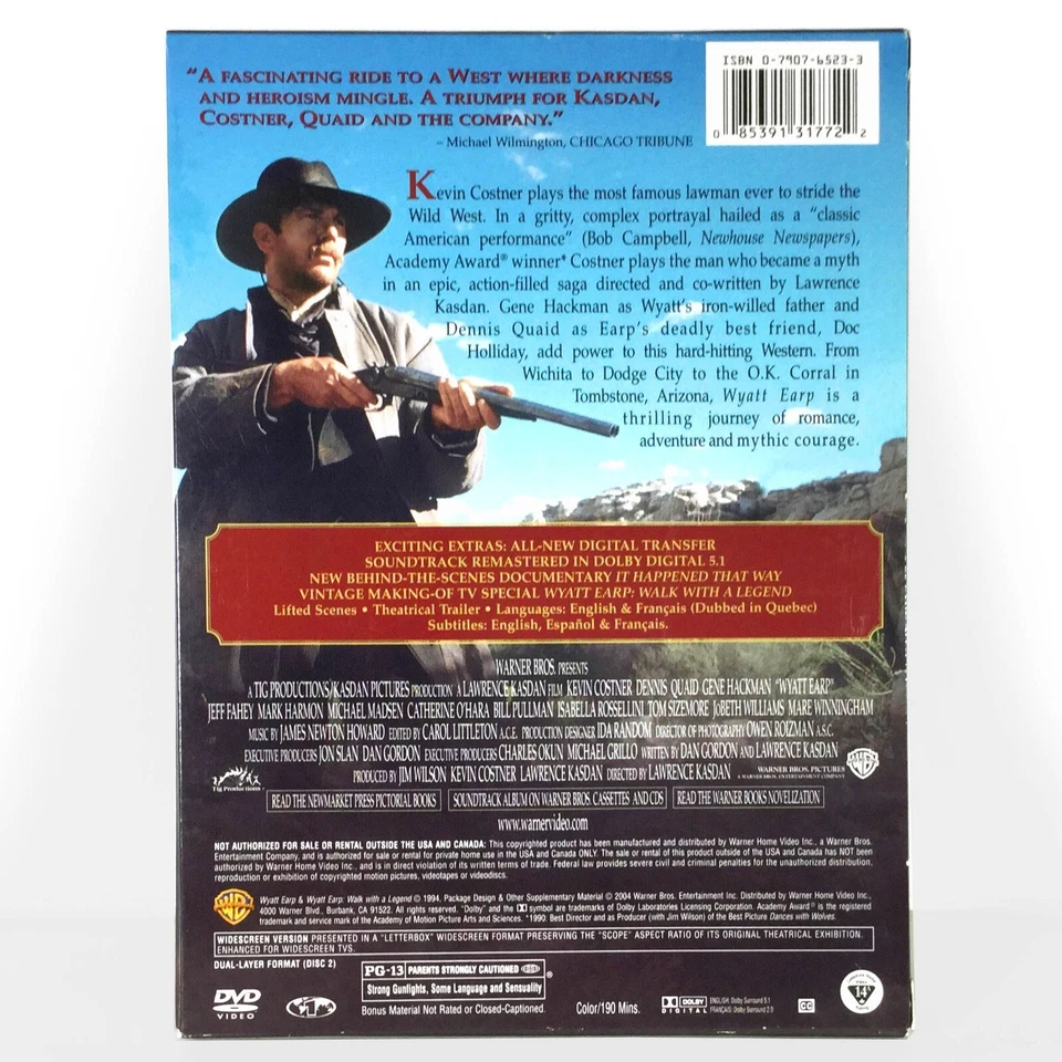 Wyatt Earp (2-Disc DVD, 1994, Widescreen, Special Ed) Like New !   Kevin Costner - Image 2 of 4
