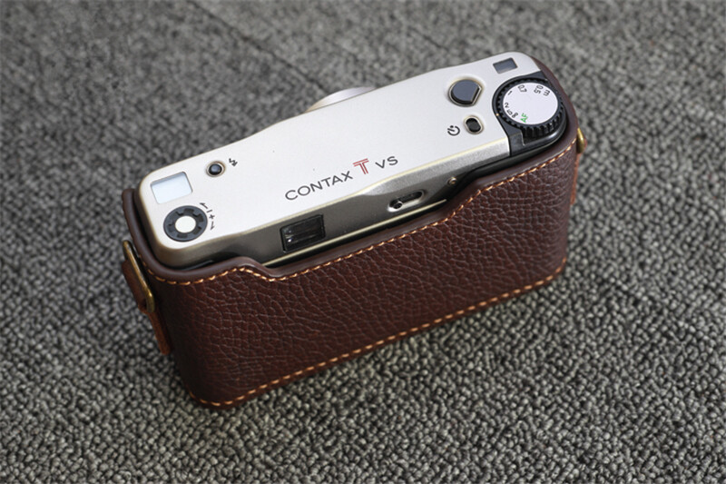 Handmade Leather Half Case for Contax TVS Camera Yellow Brown