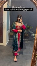 Indian Wedding Wear Kurta Palazzo Dupatta Set Winter Wear Velvet Kurtas Kurtis