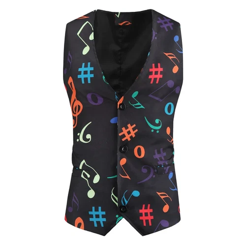 Sleeveless Playing Cards Printed Multi Pattern Fit Tuxedo Suit Vest Men Casual - Bild 10 von 21