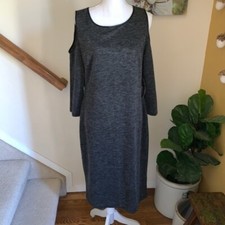 NY&C gray lightweight sweater cold shoulder dress