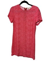 Michael Kors Dress Size Pet. Medium Orange & White Short Sleeve Gold Zipper Back