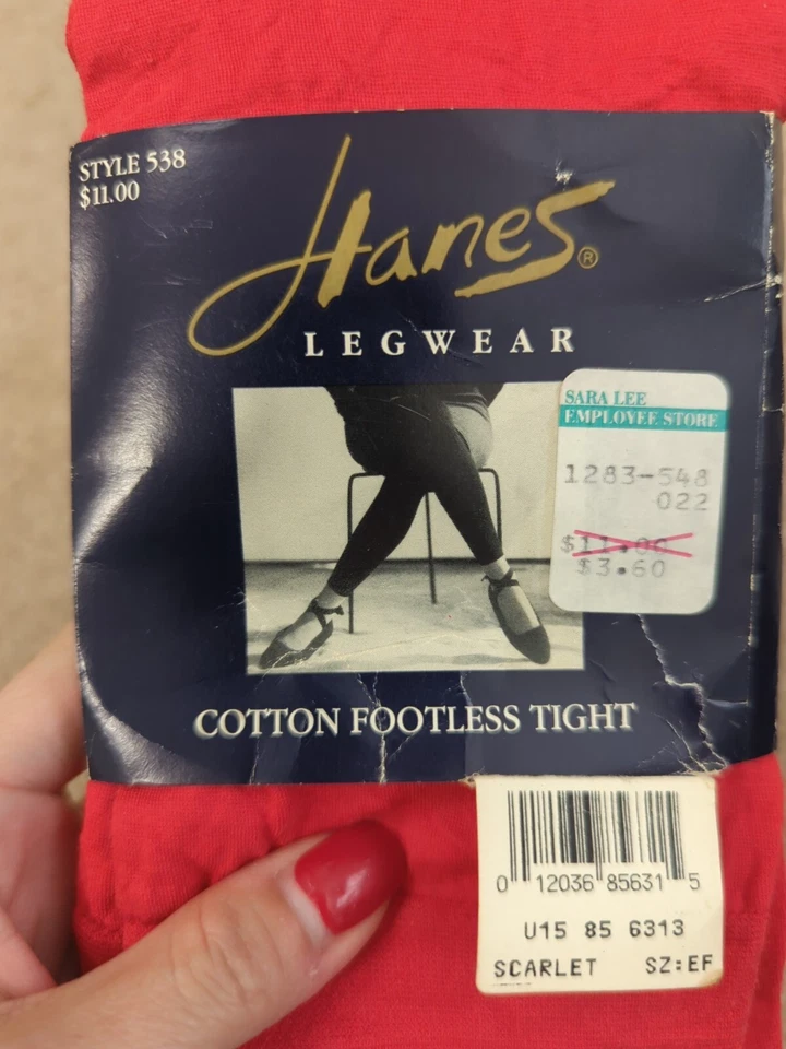 Винтажный Hanes леггинсы хлопок лосины алый красный размер EF нейлона хлопок - Изображение 4 из 4