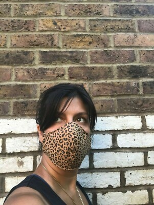 Korkleder Gesichtsmaske mit Filter - Leopardenmuster, öko und waschbar 