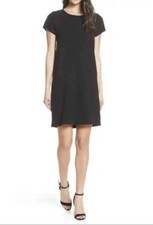 Chelsea28 Womens dress black crepe shift Size XXS Exposed back-zip closure NWT