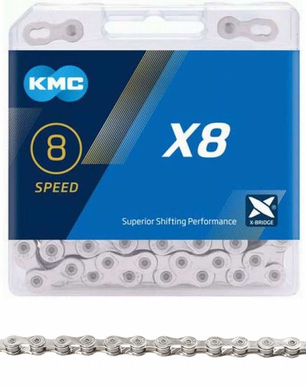 Фахррадкетт KMC X 8 99 1/2 x 3/32 114 Glieder silber EK