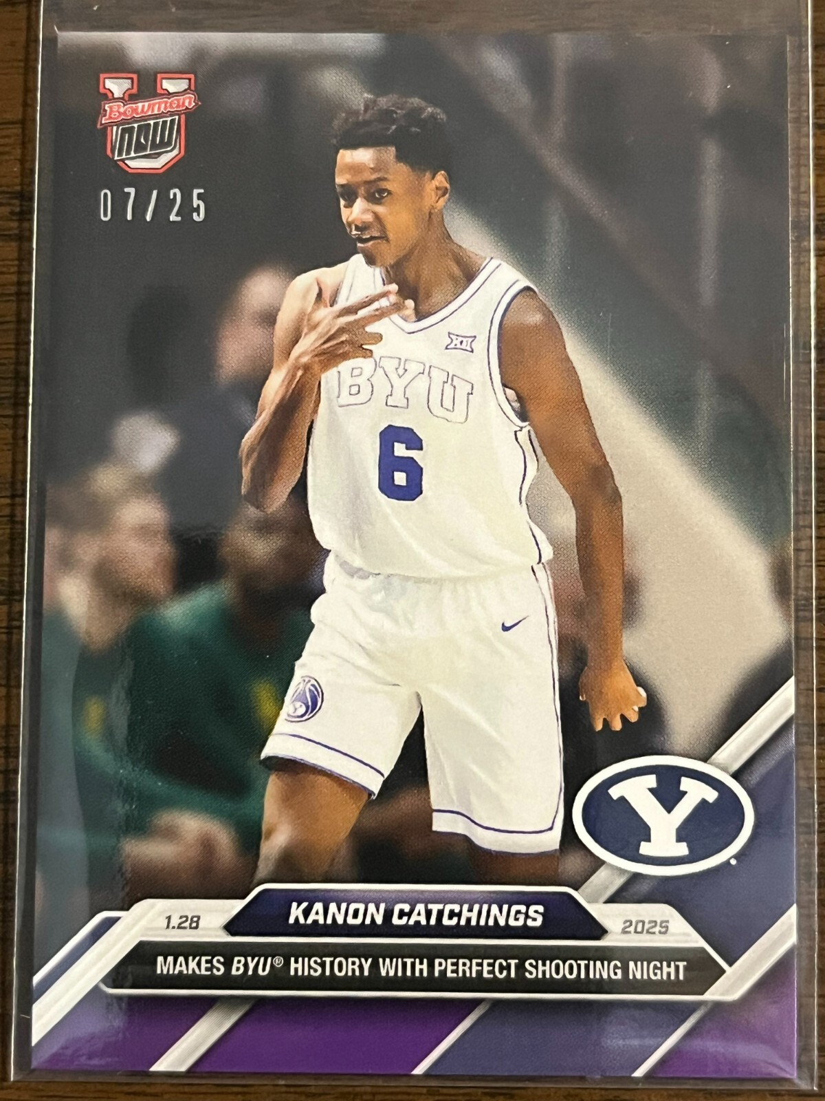 2024-25 Topps Bowman U Now NCAA #53 Kanon Catchings BYU Cougars PURPLE 07/25