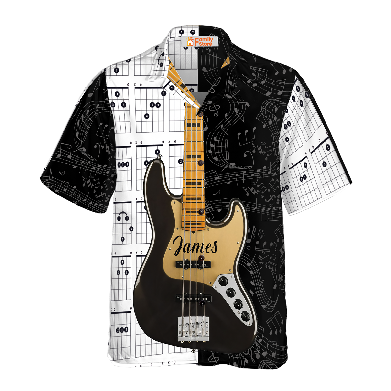 Custom Hawaiian Shirt with Personalized Name for Guitar Enthusiasts